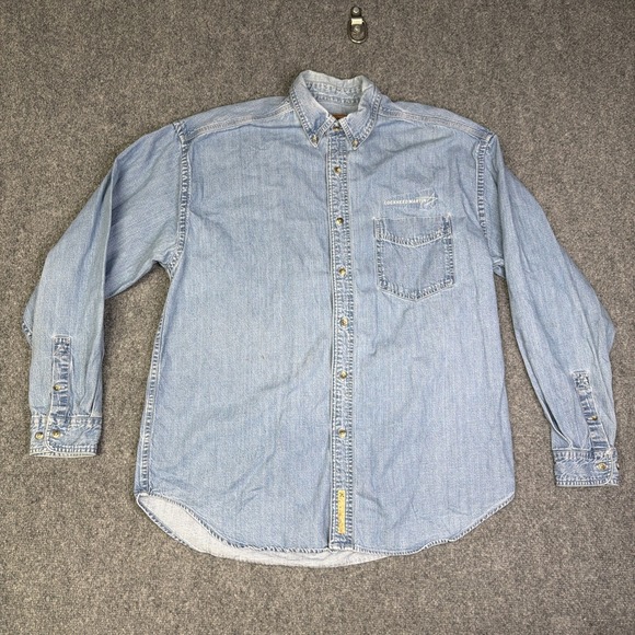 Lockheed Martin Engineering Denim Button Up Shirt Size Large Aeronautics